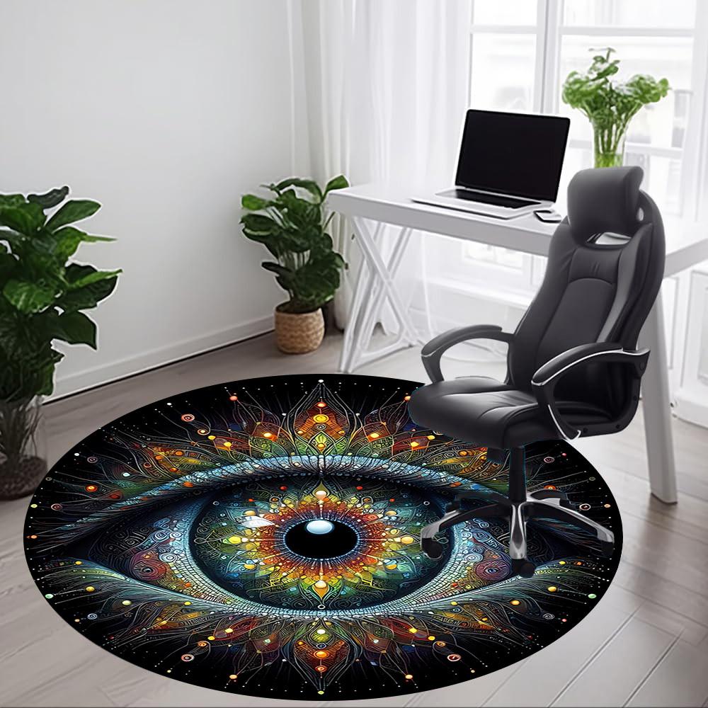 1pc Psychedelic Eye Print Chair Carpet for Office Non-Slip, Machine Washable Rug for Office, Room - Holiday Decor, Machine Made yy251016069