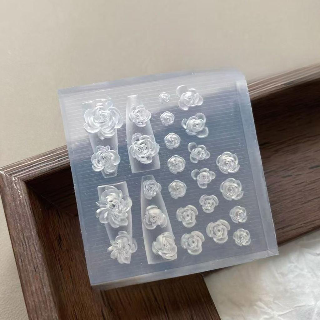 Многоразовая силиконовая форма для нейл-арта для 3D-дизайнов с узорами бабочек, цветов и роз, портативная для акриловых материалов для рукоделия