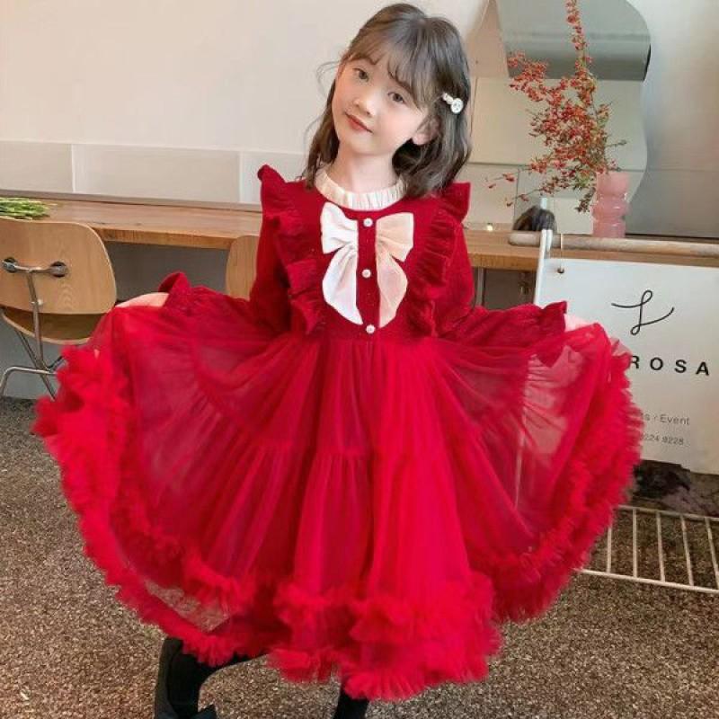 Girls Long Sleeve Dress Princess Style Casual Kids