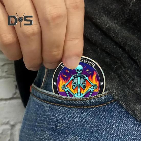 Череп мусорный контейнер Blaze Coin красочный скелет вызов монета металлический вдохновляющий карманный жетон настольные аксессуары для коллег по работе мужчины женщины