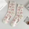Ballet-style Bow Socks, Summer Mesh Perforated Breathable Women's Socks, White Dot Mid-calf Socks