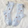 Autumn And Winter Coral Fleece Floor Socks Women'S Thickened Warm Three-Dimensional Cartoon Medium Tube Socks Cute Plush Sleep Pile Socks