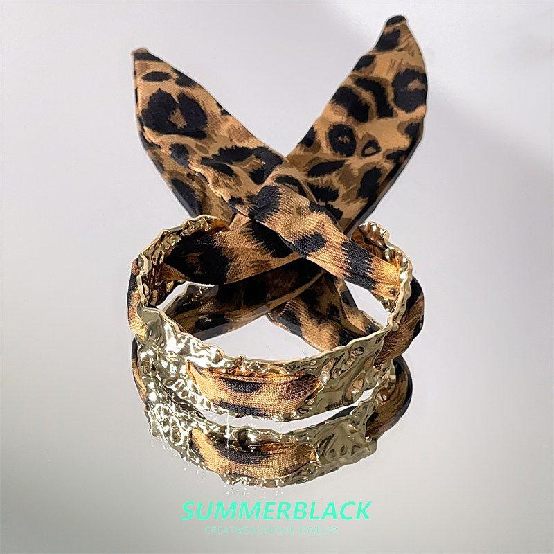 Retro Y2g Sexy Style Leopard Print Ribbon Metal Bracelet Female Niche Style Fashion Style Personalized Fashionable All-Match Bracelet Fashion