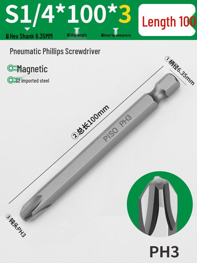 PISO Anti-Slip Cross Extended Rod Strong Magnet Hex PH2 Drill & Screwdriver Bit Set