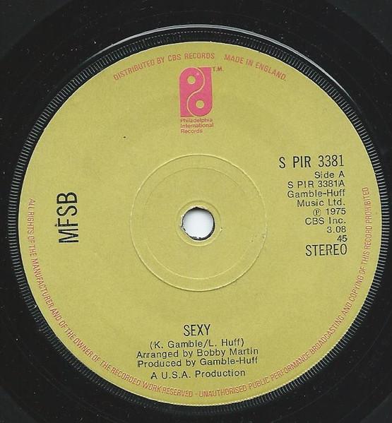 7-дюймовая пластинка MFSB Sexy SPIR3381 Филадельфия В 1975 году Великобритания SoulFunk Б/у