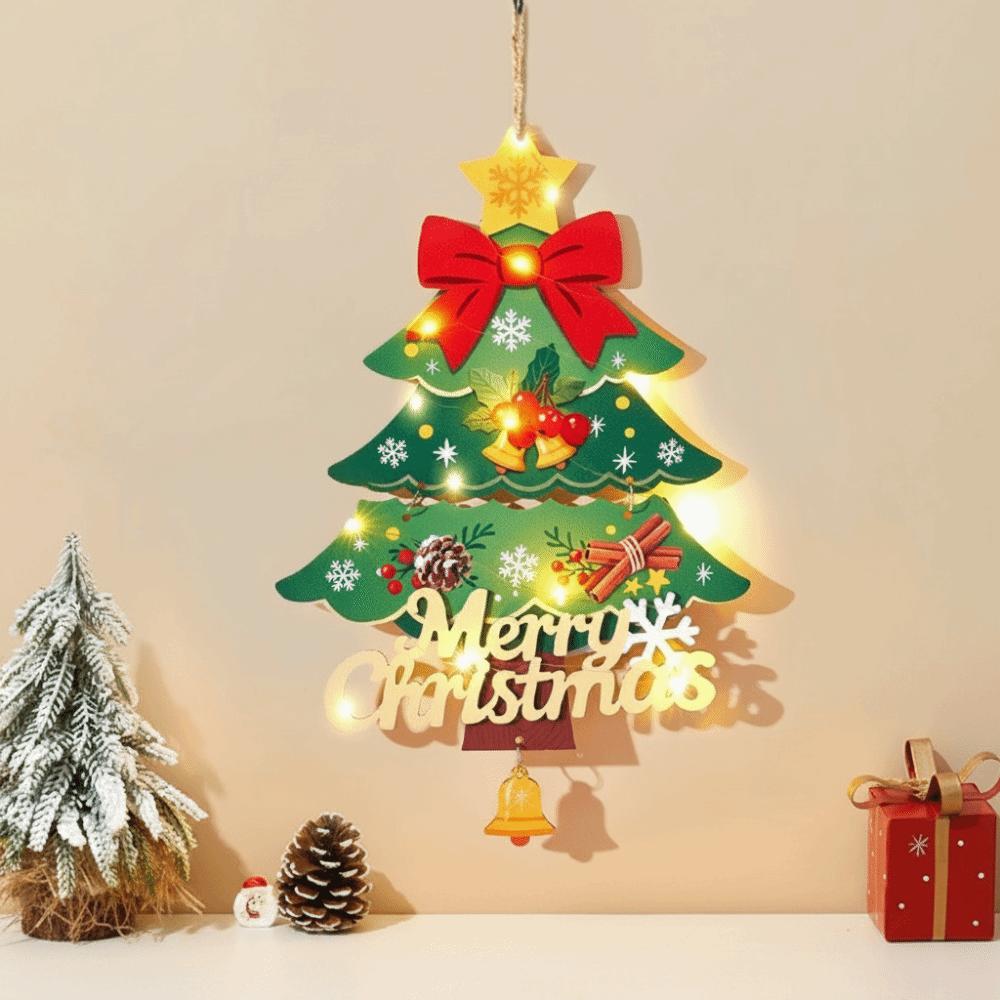 Light Up Christmas Door Sign Reindeer Pattern Christmas Hanging Plaque Farmhouse Indoor