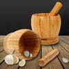 Splash-proof Manual Spice Crusher Premium Bamboo Grinding Bowl with Lid Spice Mixing