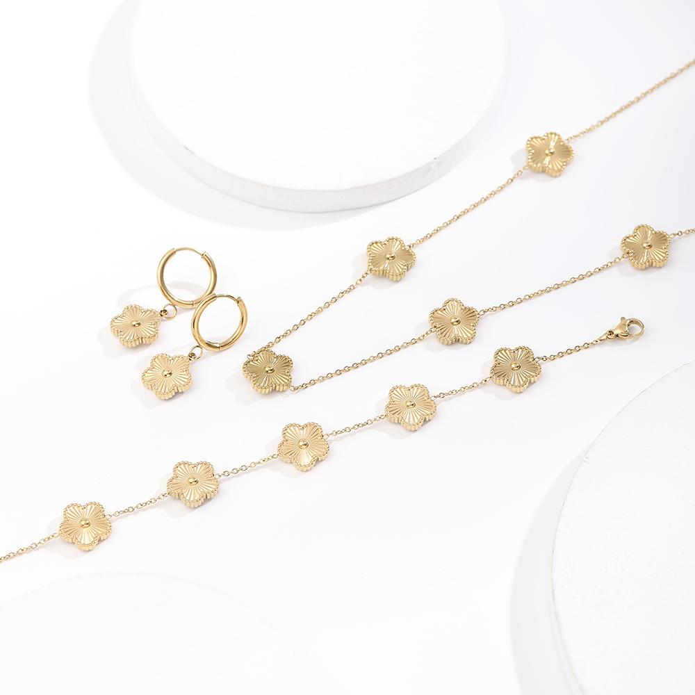 Браслет-шарм из нержавеющей стали, горячо продаваемый, с золотым покрытием, в виде клевера, роскошные браслеты-цветы с пятью лепестками, ювелирные изделия для женщин, подарок