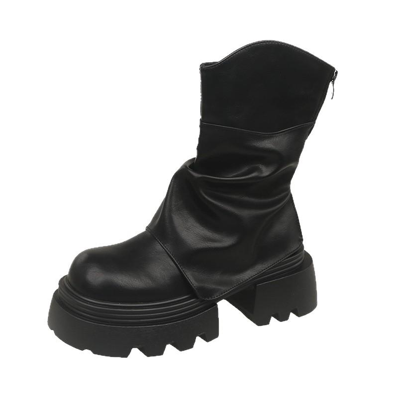 Драгоценные крутые модные юбочные ботинки женские короткие ботинки 2025 осень и зима новые тонкие ботинки Мартина на толстой подошве, ботинки-маффины, ботинки-брюки