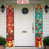 2pcs Christmas Porch Banner 30x180cm, Red Bow Christmas Ball Snowflake Design, Indoor Outdoor Couplet Hanging