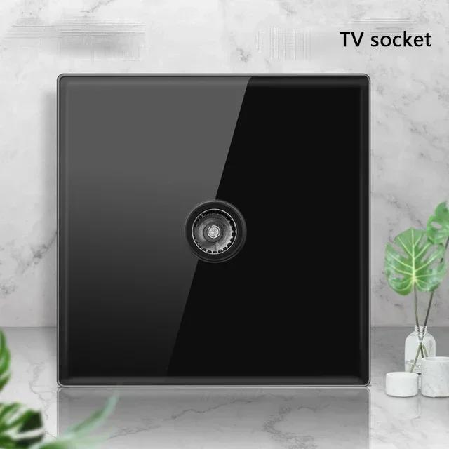 Черная закаленная стеклянная настенная панель выключателя LED 1-4Gang ретро тумблерный выключатель света стандарты ЕС и Великобритании 2 USB розетки, европейская розетка 16A