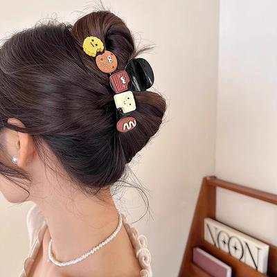 Новый милый мультфильм печенье коготь для волос для женщин девочек креативное украшение для волос прекрасный зажим для волос коготь шпилька забавные аксессуары для волос