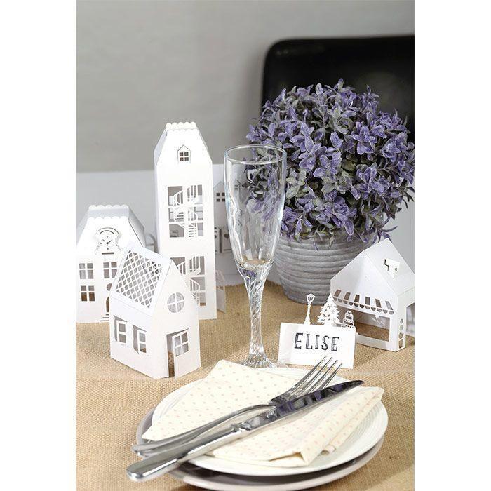 5 maisons blanches de décoration à monter soi-même 19 x 5,5 x 4,5 cm