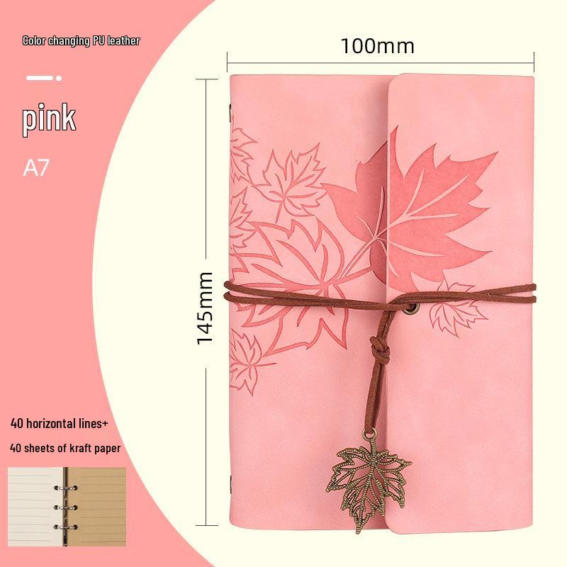 Ретро блокнот на кольцах «Кленовый лист» с настраиваемым логотипом и обложкой с эффектом «кожи»