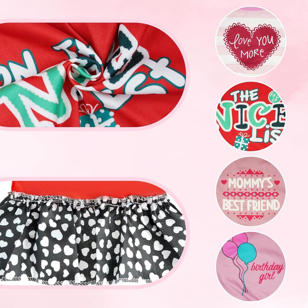 4 Pack Adorable Girl Puppy Printed Doggy Clothes for Small Dogs - Girl Holiday Apparel Dresses(M)