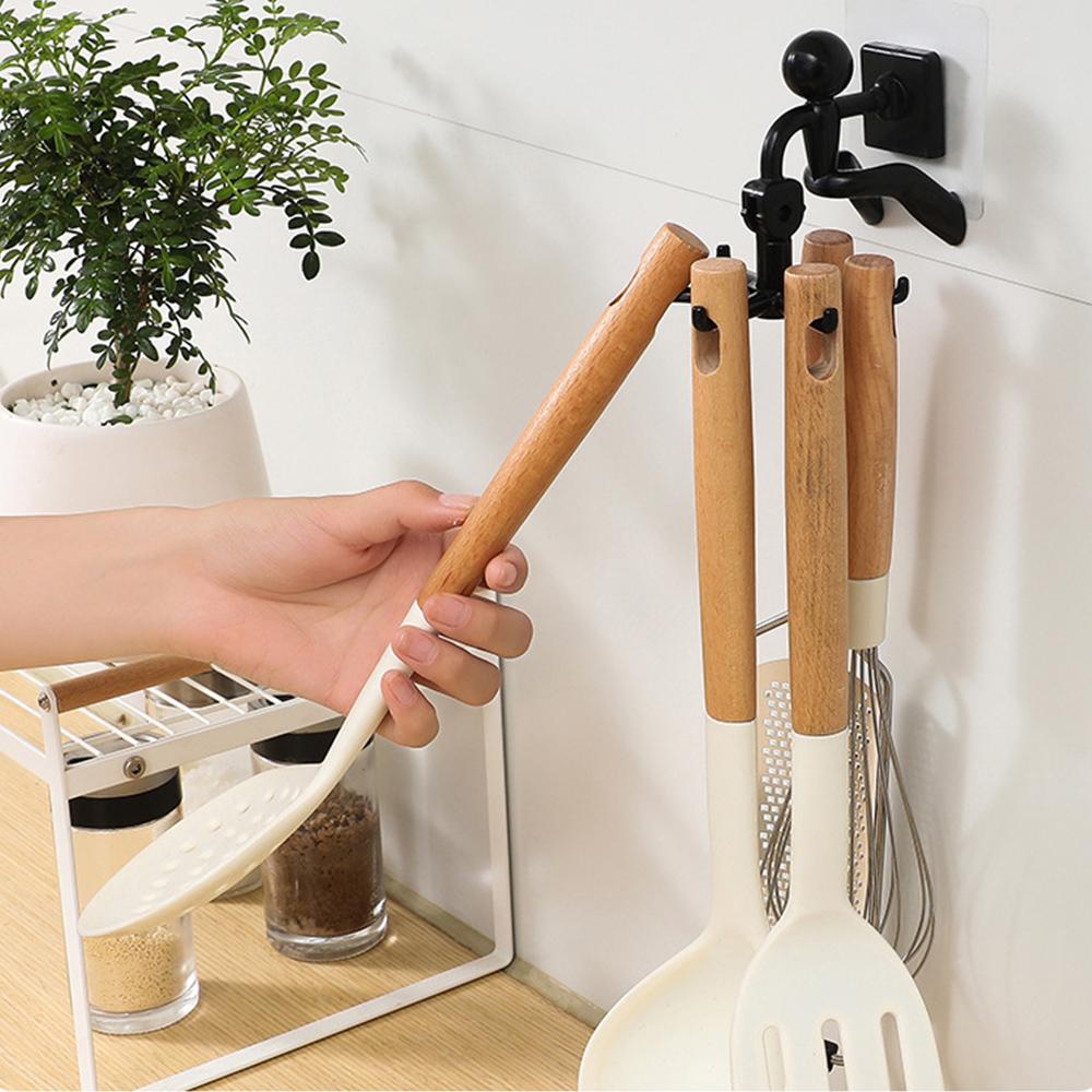 Вращающаяся на 360° стеллаж для хранения кухонной утвари, держатели кухонных инструментов, полки для дверей ванной комнаты, подвесной органайзер, крючок