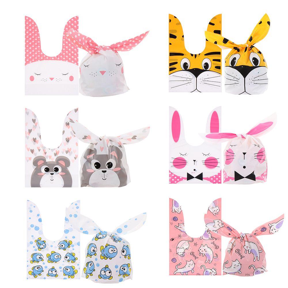 10PCS Cute Storage Pocket Party Supplies Rabbit Cookie Bags Biscuit Package Easter Rabbit Candy Bag