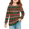 Christmas Day Girls' Long Sleeve Blouse - Round Neck Soft Waist Tunic