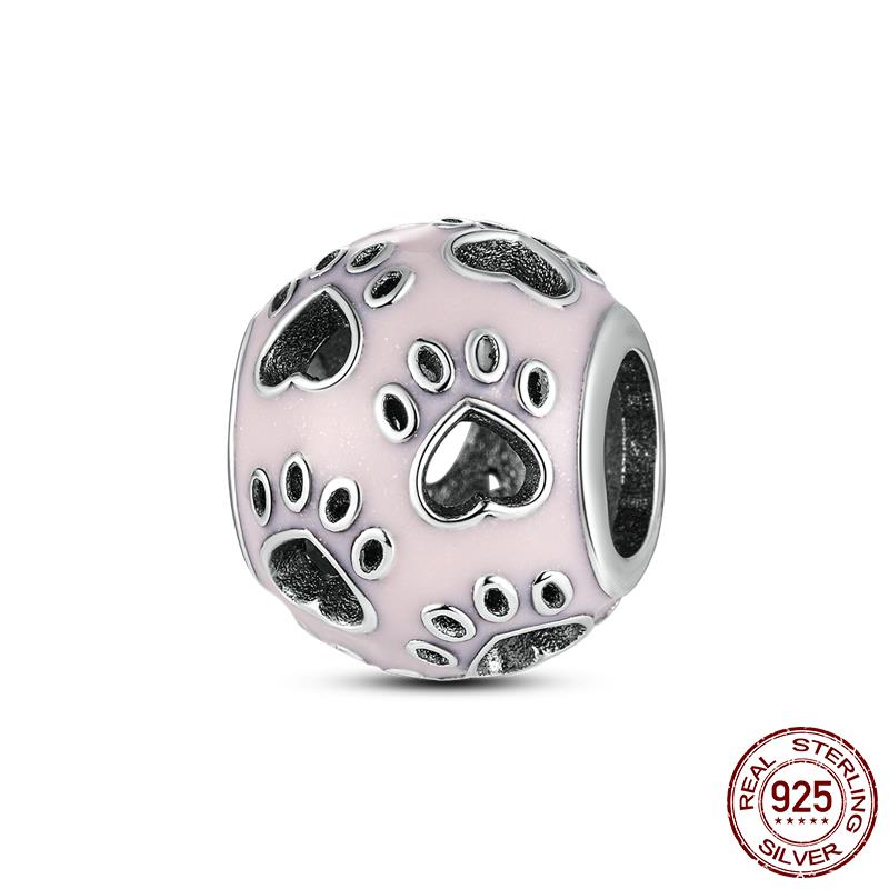 Charms Copper Copper Love Heart Dog Cat Paws Pendant Beads Fit Original Mula Bracelet Diy Jewelry For Women
