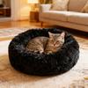 Donut Pet Bed Fluffy Round Cat Bed with Anti-Slip Bottom Cozy Shaggy Plush Dog Calming Bed for Small Dogs Cats Sofa Couch Floor
