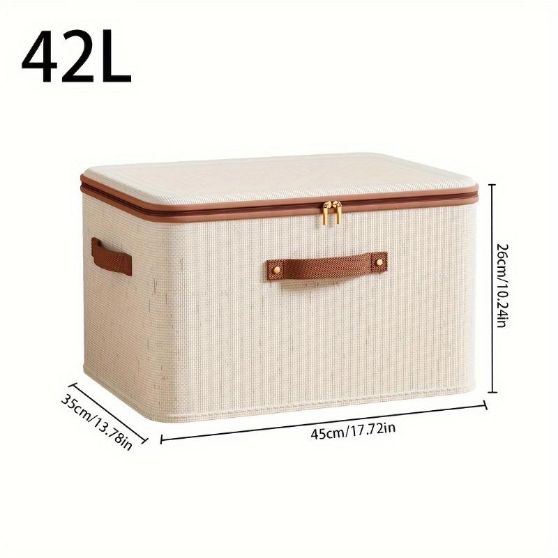 Linen Large Box Capacity Storage With Lid Scratch Resistant Foldable For Clothing Blankets Toys Books Portable Country Style Organizer