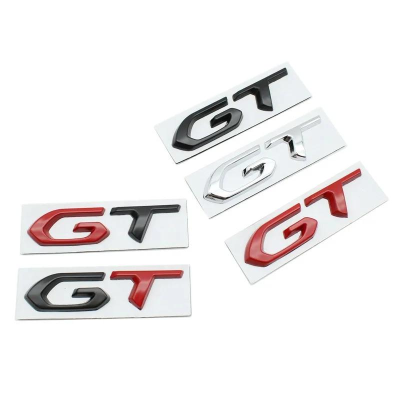 RIGR3 1Pcs Metal GT Styling Logo Car Trunk Badge Emblem Sticker Auto Body Decal For Kia Peugeot Volkswagen Ford Sticker Accessories