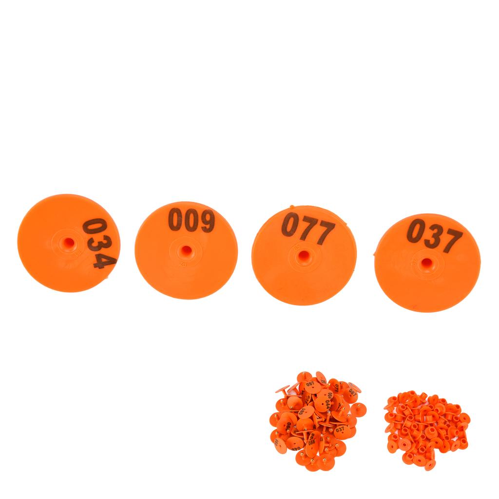 100 шт. ушных бирок для скота, анти-падение свиней, круглая ушная бирка с номером для лис, свиней, овец, оранжевого цвета
