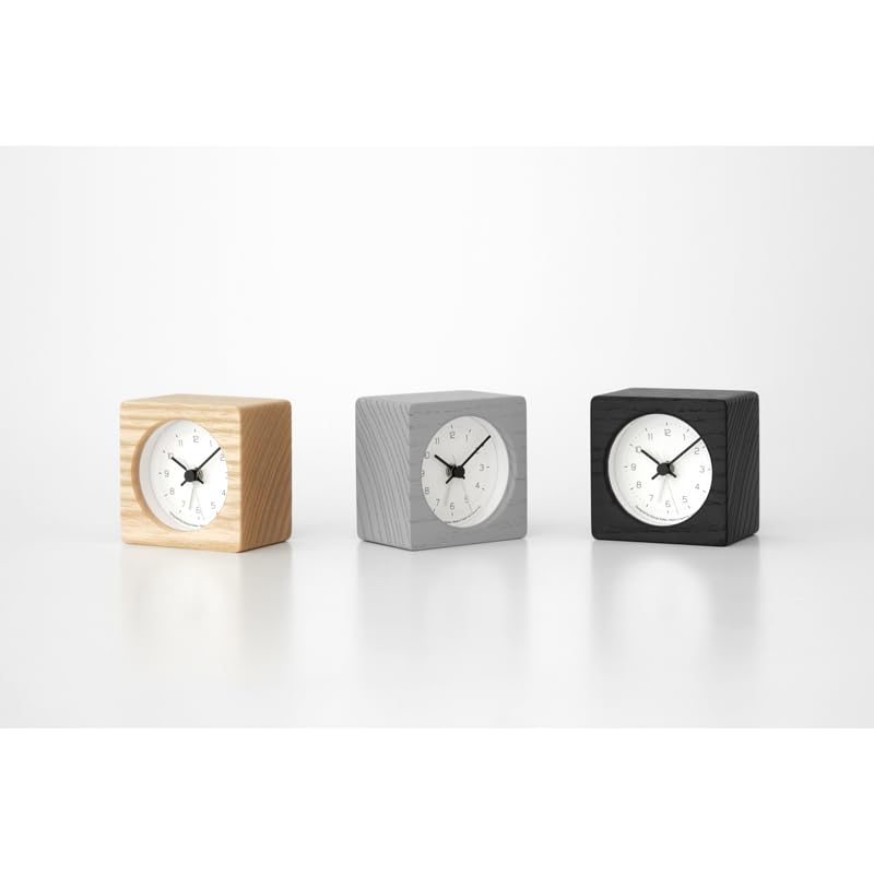 Lemnos NEUT Alarm Clock, Analog, Natural Wood Grain, Black, KK24-09 BK