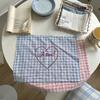 30*40cm Heart Embroidered Placemats Square Table Mat Creative Checkered Tablecloth  Kitchen