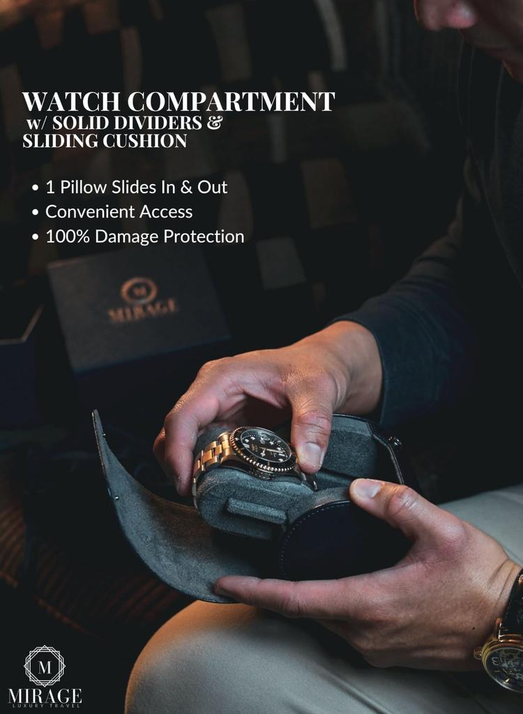 M Mirage Luxury Travel Одинарный кейс для часов Дорожный кейс для часов Коробка Кейс для демонстрации часов Дизайн со швейцарским мотивом Полуночный синий - - - -