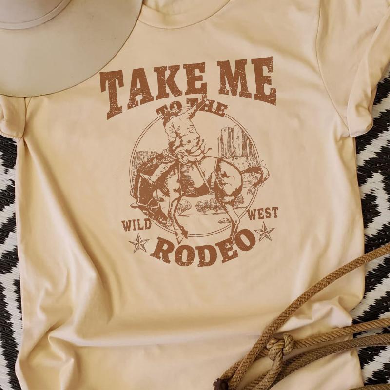 Cowboy Rodeo Graphic Tees Women Vintage Country Music Tshirt Cowgirl Cute Funny Western Tshirts Outfits Female Retro Shirt Tops