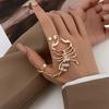 Punk Sliver Scorpion Chain Ring for Woman Men Retro Exaggerated Shiny Zircon Spider Snake Adjustable Rings Party Jewelry