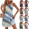 Женские летние модные повседневные платья с v-образным вырезом в стиле пэчворк без рукавов с принтом-жилетом