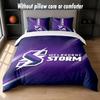 Melbourne Storm Design Bed Bedding Set 1 Duvet Cover + 2 Pillowcases Soft Breathable Household Bed Linens