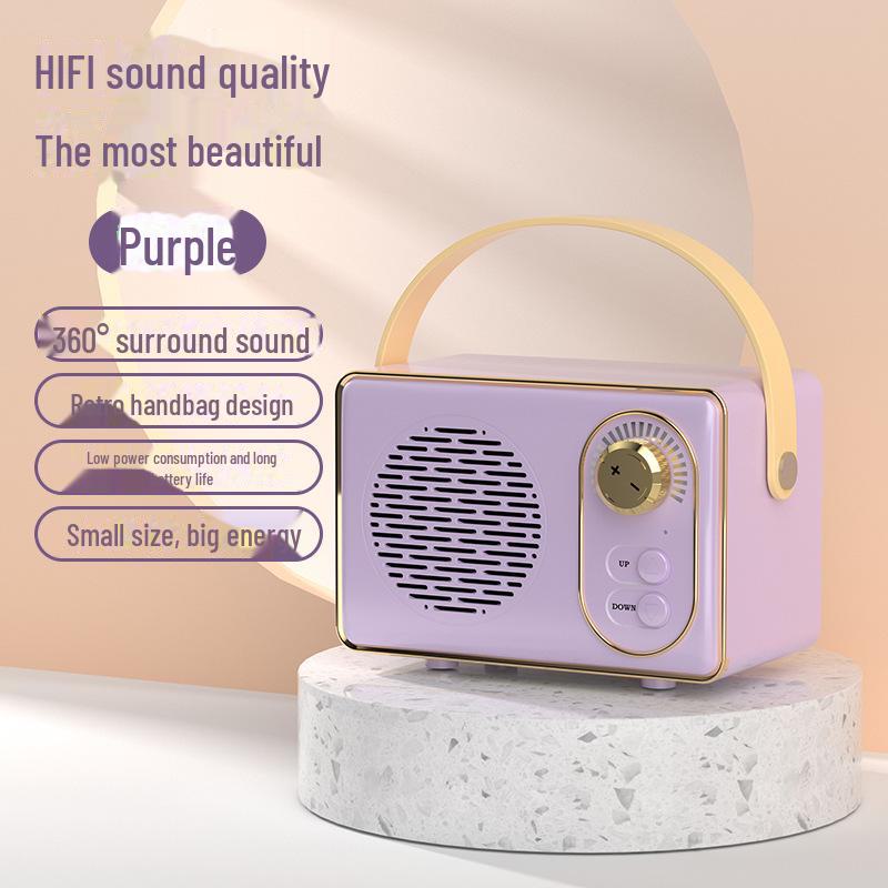 Ретро-динамик Bluetooth с портативным сабвуфером для использования на открытом воздухе – Мини-дизайн с USB и доступом к карте памяти, идеальный аудиоподарок для девушки