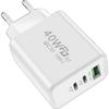 Зарядное устройство USB Type C PD 40 Вт, быстрая зарядка, настенный адаптер для мобильного телефона iPhone 16 Pro, Samsung, Xiaomi, адаптер питания