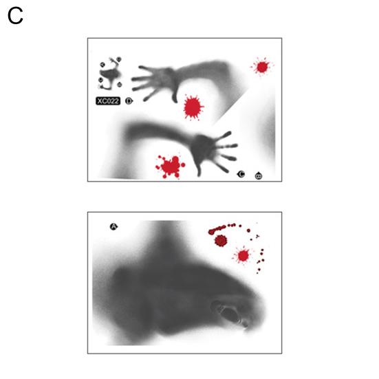 Стикер на окно съемный ужасы бесследный многоразовый страшная сцена макет ПВХ тень призрака отпечаток крови Хэллоуин электростатическая наклейка на окно витрина