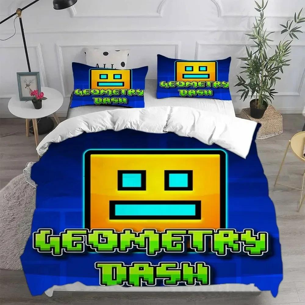 3D Geometry Dash Постельное белье Одеяло Одеяло Покрывало Пододеяльник Наволочка Наборы Украшения Спальни Домашний Текстиль