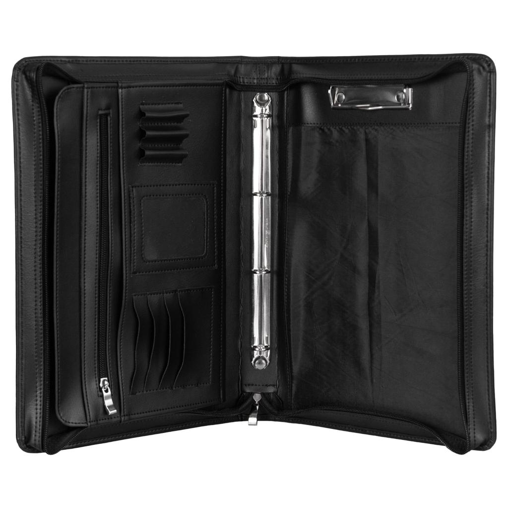 Elegancka aktówka męska a4 - biznesowy organizer z mechanizmem ringowym i klipsem