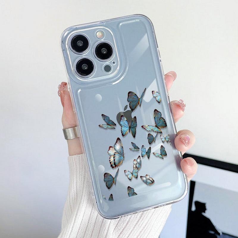 Модный цветочный чехол для телефона iPhone 16 15 14 Pro Max 13 12 11 ударопрочный силиконовый чехол прозрачный чехол