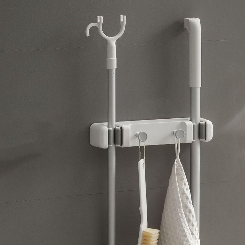 Самоклеящийся держатель для швабры, двухпортовая вешалка для швабры, многофункциональный зажим для швабры для дома