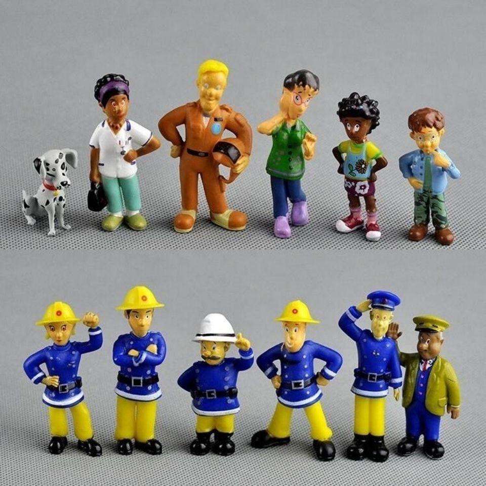 12Pcs/kit Fireman Sam Animation Design Animation Fire Fighting Figure Miniature POLYVINYL CHLORIDE Figure Playthings Boy Girl Plaything Children