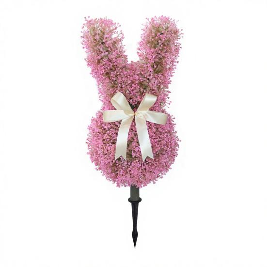 Artificial Rabbit Plant Decoration with Realistic Green Leaves Fade Resistant Fake Plants Anti-UV Plastic Easter Holiday Decor for Home Front Door