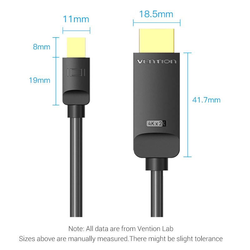 Кабель Vention Mini DisplayPort-HDMI 4K HD Thunderbolt 2 HDMI-кабель-конвертер для телевизора MacBook Air 13 iMac Mini DP-кабель HDMI