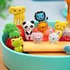 Japanese Animal Cartoon Fruit Fork Set – Cute and Creative Plastic Picks for Kids' Bento Boxes.