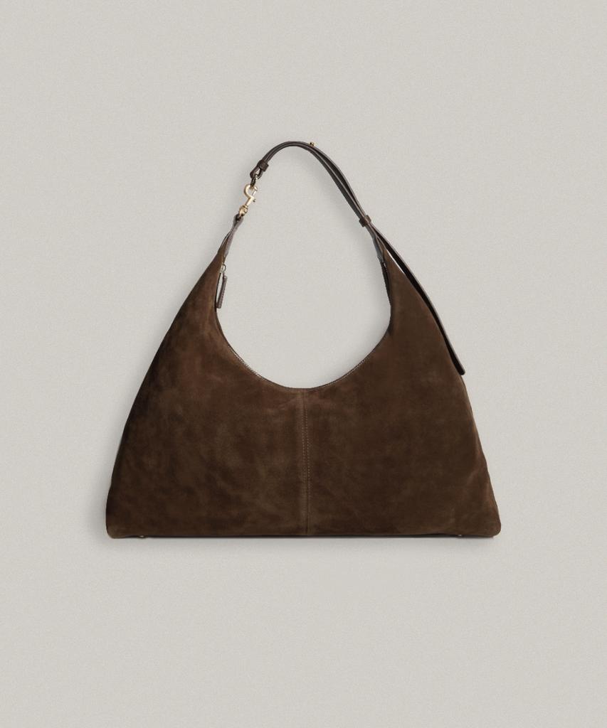 Komorebi Museum B05-4 Cow Leather Buckle Round Hobo Bag_Suede Brown