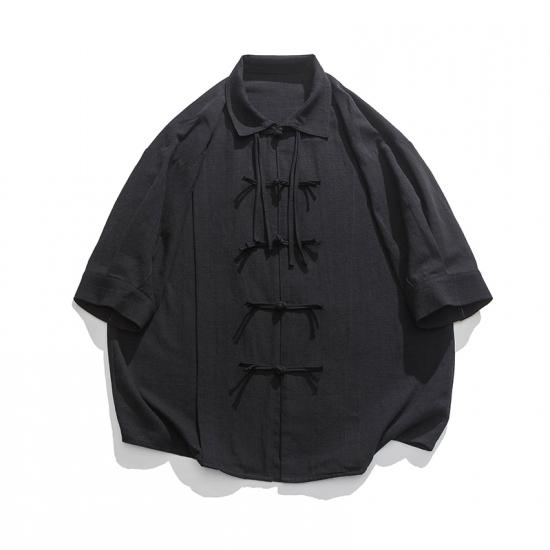 Рубашка с коротким рукавом мужская летняя японская ретро свободная повседневная рубашка с рукавом пять четвертей модная брендовая рубашка куртка