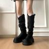 Thick-soled Knight Boots Women's Spring New Retro Pleated Medium Tube Stacking Boots Slim Western Boots