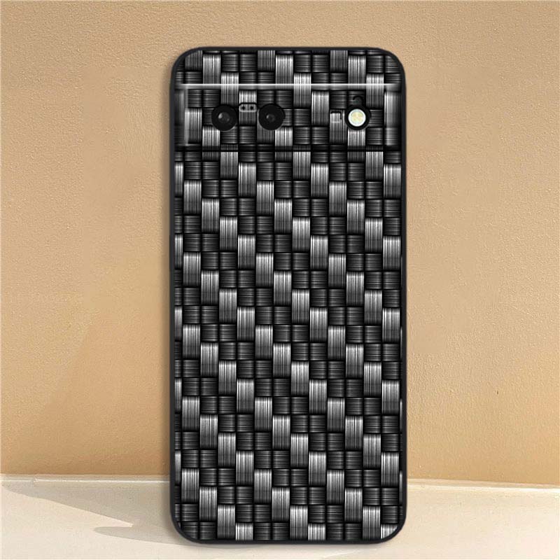 Черный рельефный плетеный чехол для телефона Google Pixel 10 9a 9 8A 8 7 7A 6 6A Pro XL 2024 5G Черный мягкий ТПУ силикон