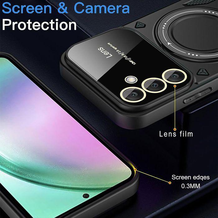 Coque + 2 Verres Trempés pour Samsung Galaxy A37 5G, avec Cercle Magnétique Protection Caméra -Noir